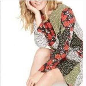 Libby Edelman Patchwork Dress Green & Red Size MED